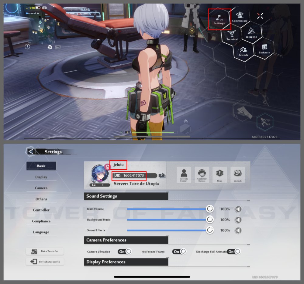 How to check Tower of Fantasy ID