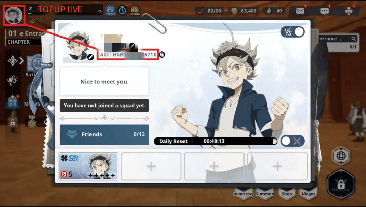 How to check Black Clover M ID