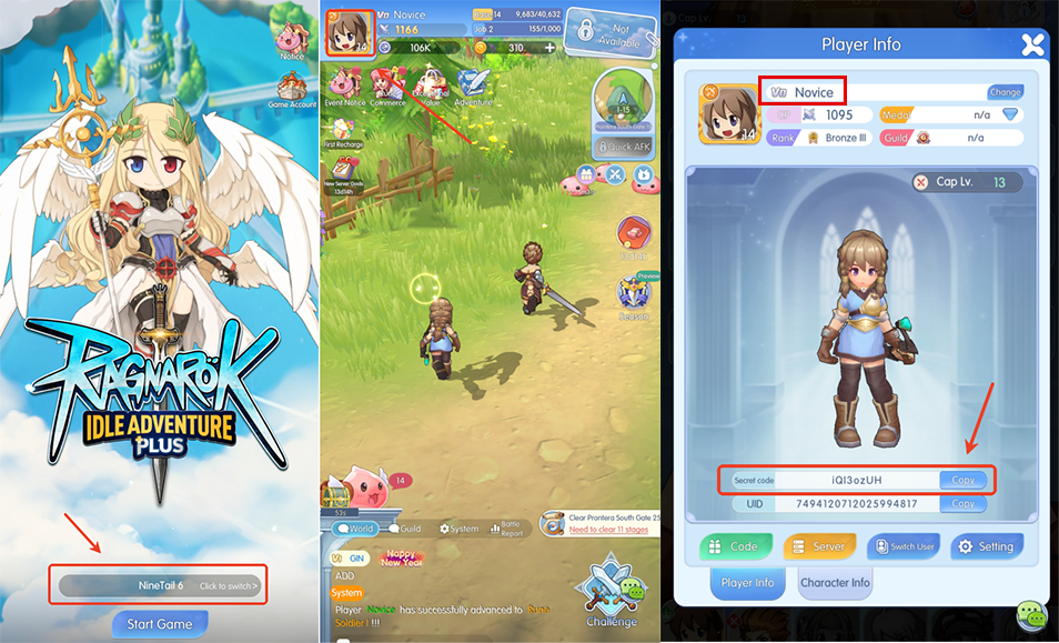 How to check Ragnarok Idle Adventure Plus ID