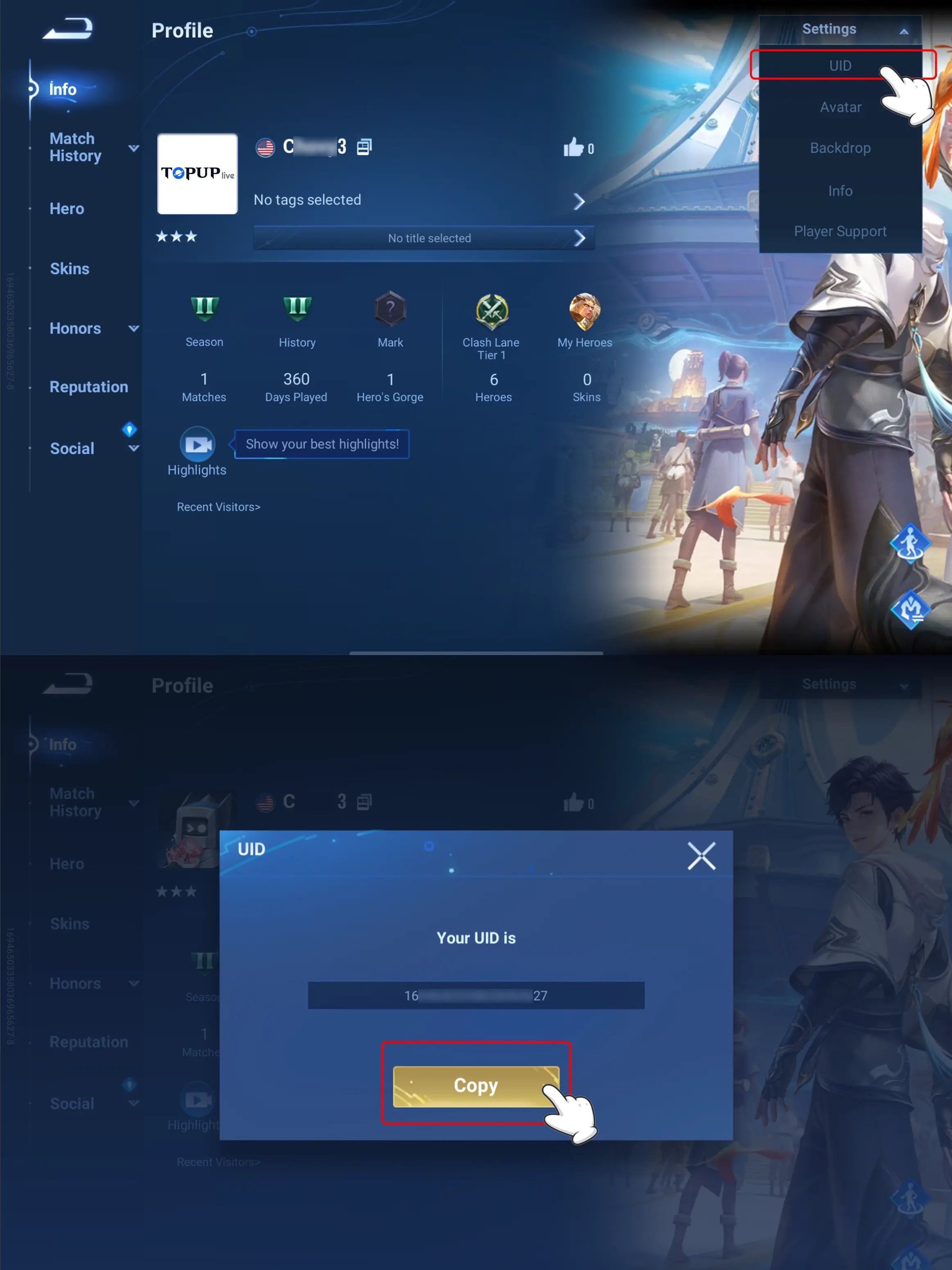How to check Honor of Kings ID