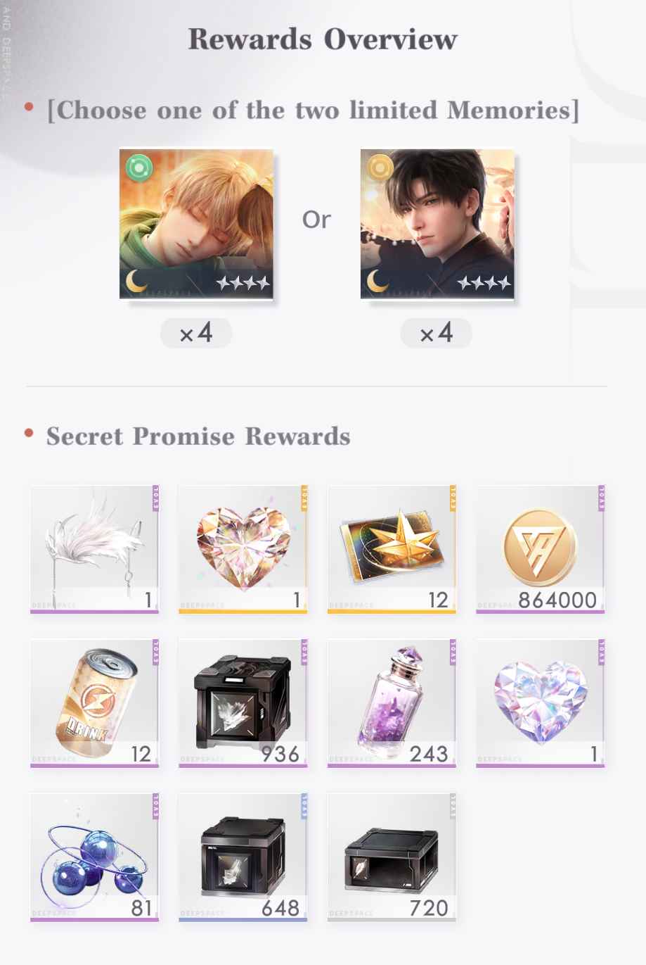 How to check Love and Deepspace-Secret Promise or Heartfelt Vow? ID