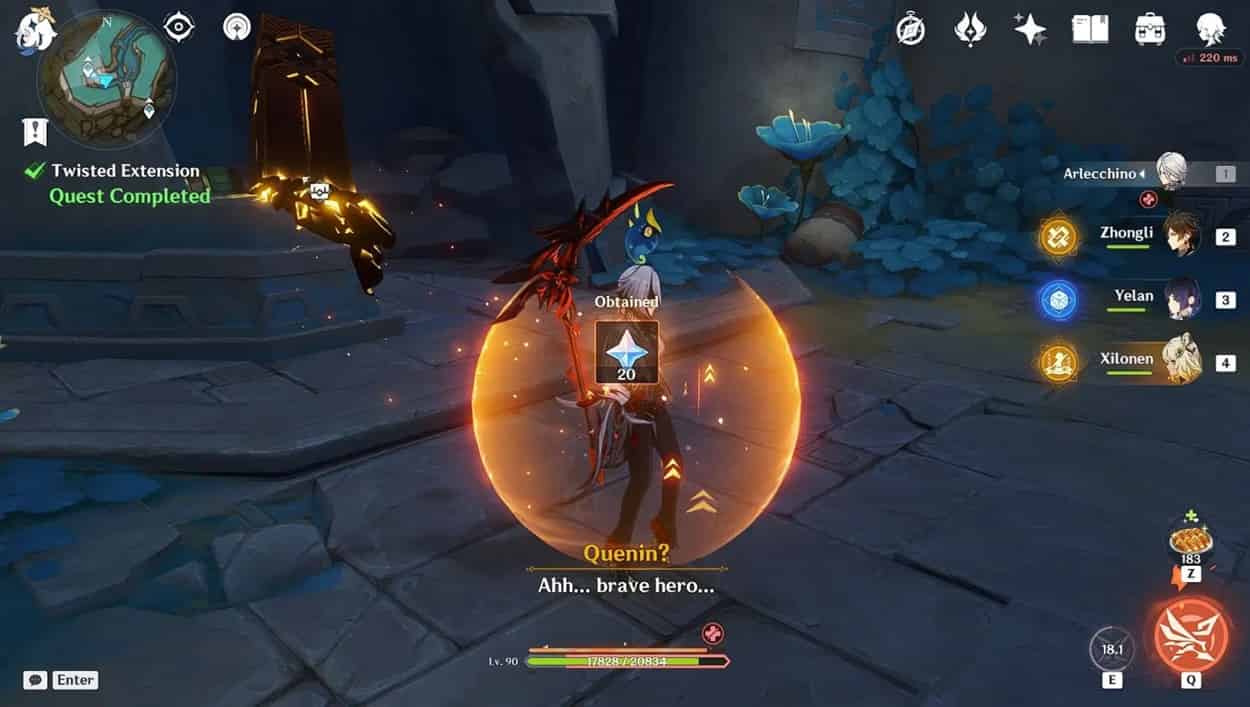 How to check Genshin Impact Guide to Twisted Extension Quest - Quenin Quest ID