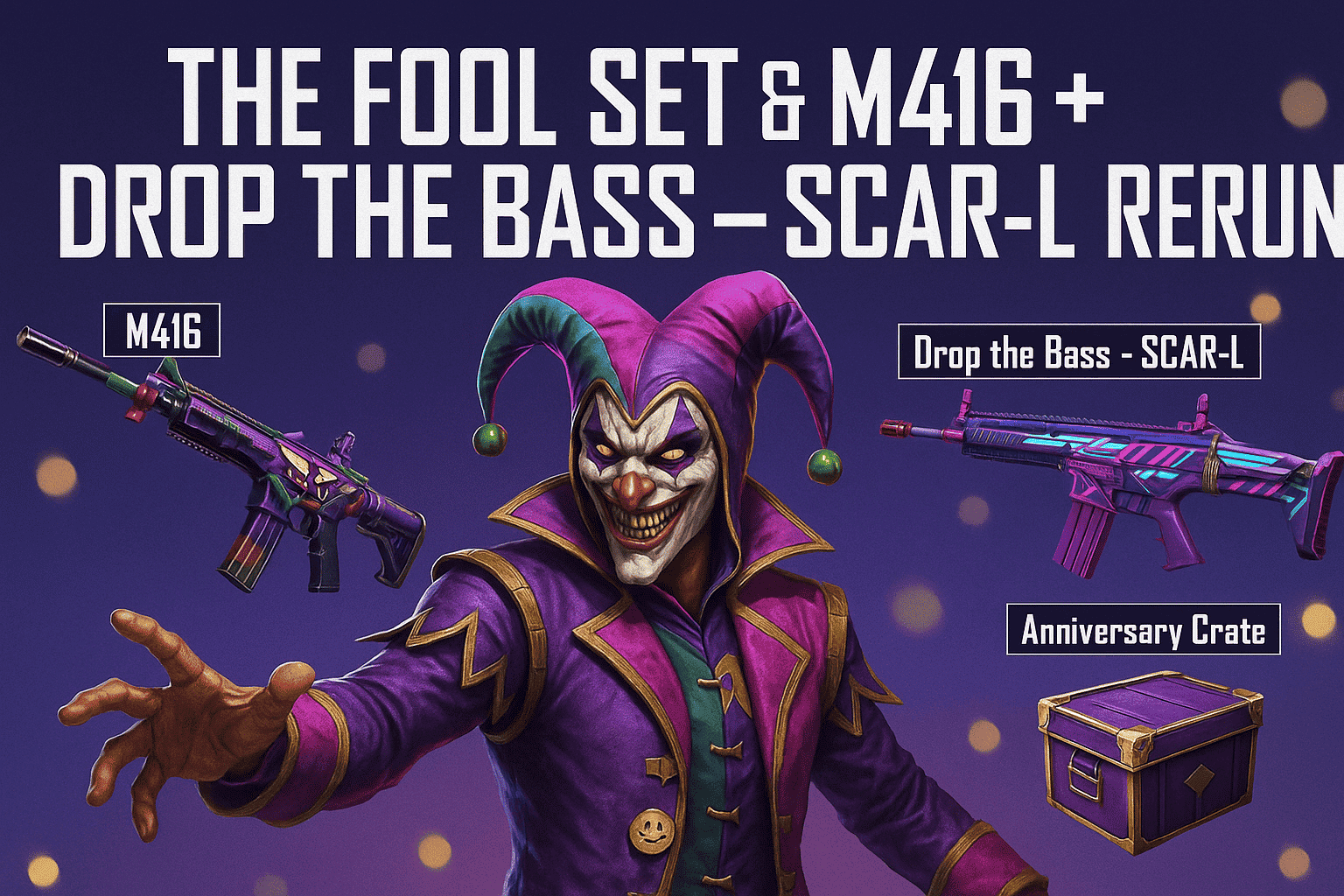 How to check PUBG Mobile Fool Set & Drop the Bass Scar Returns - Skin Guide & Draw Tips ID