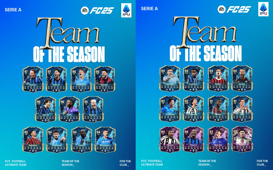 如何检查EA FC 25五大联赛官方tots公布：英超、西甲等最佳阵容ID