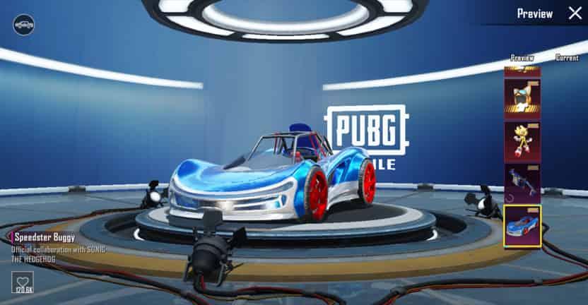 How to check PUBG Mobile x Sonic Collab: Speedster Buggy & Buddy Sets ID