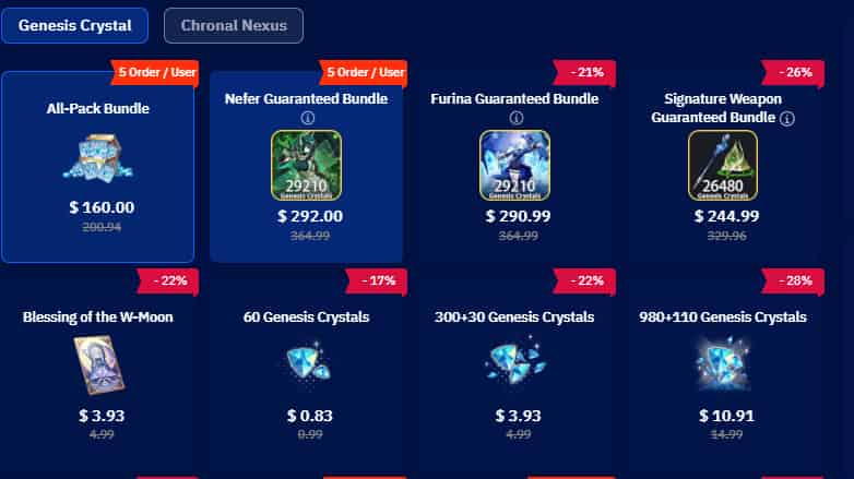 How to check How Many Genesis Crystals is $100? ID