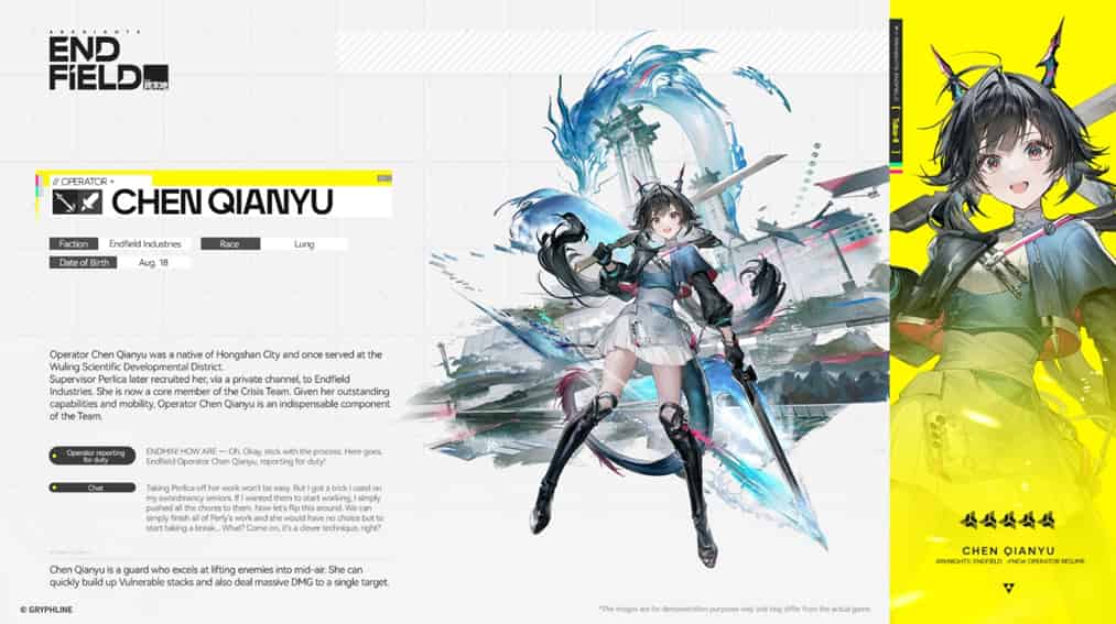 How to check Arknights: Endfield Chen Qianyu Build: Weapon, Materials, Gear & Team Comps ID