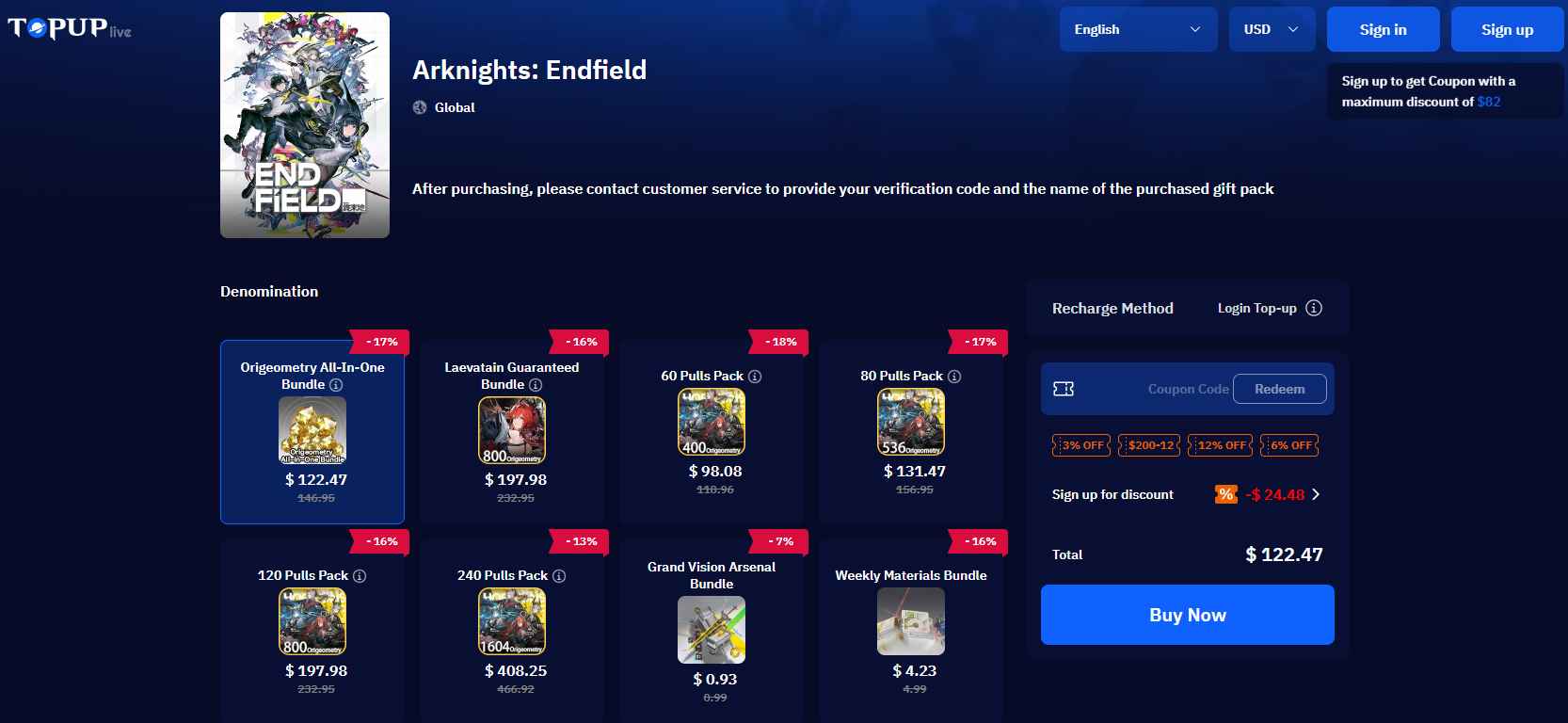 How to check Top Up Arknights: Endfield - Secure & Instant Game Currency at TOPUPlive ID