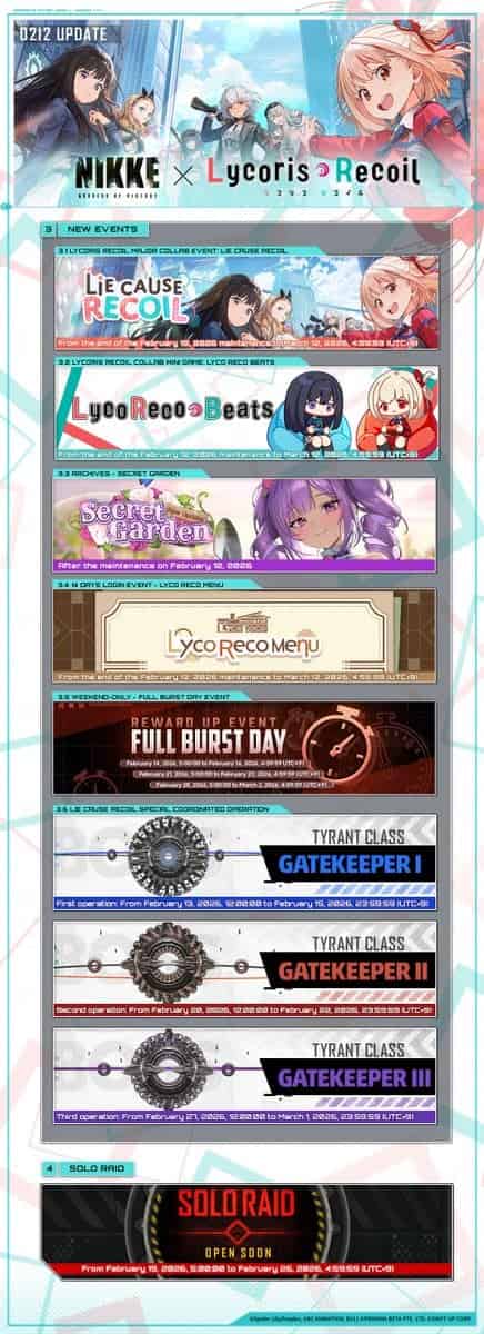 How to check NIKKE Lycoris Recoil Collab Guide – Chisato, Takina, Kurumi Banners, Costumes, Events, Rewards & Release Date ID