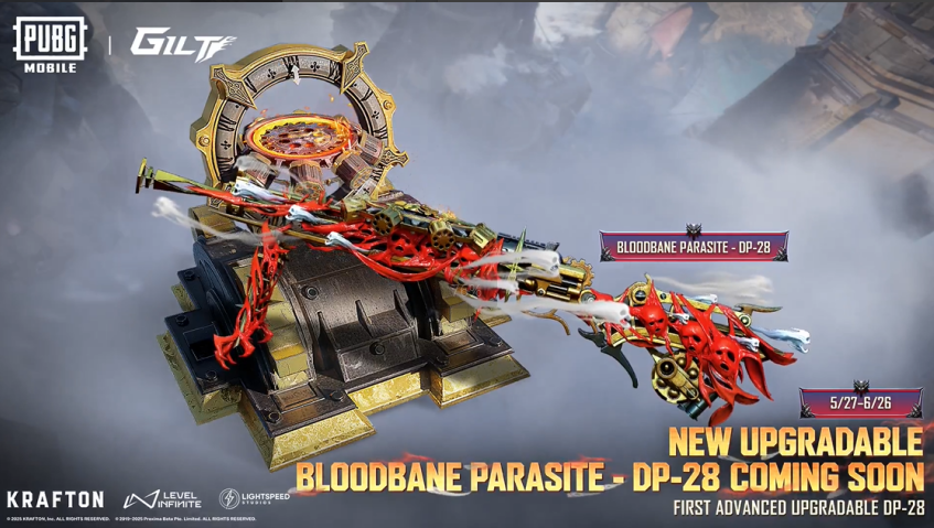 PUBG Mobile เปิดตัว Ultimate DP-28 Skin-Bloodbane Parasite Showcase & Full Evolution