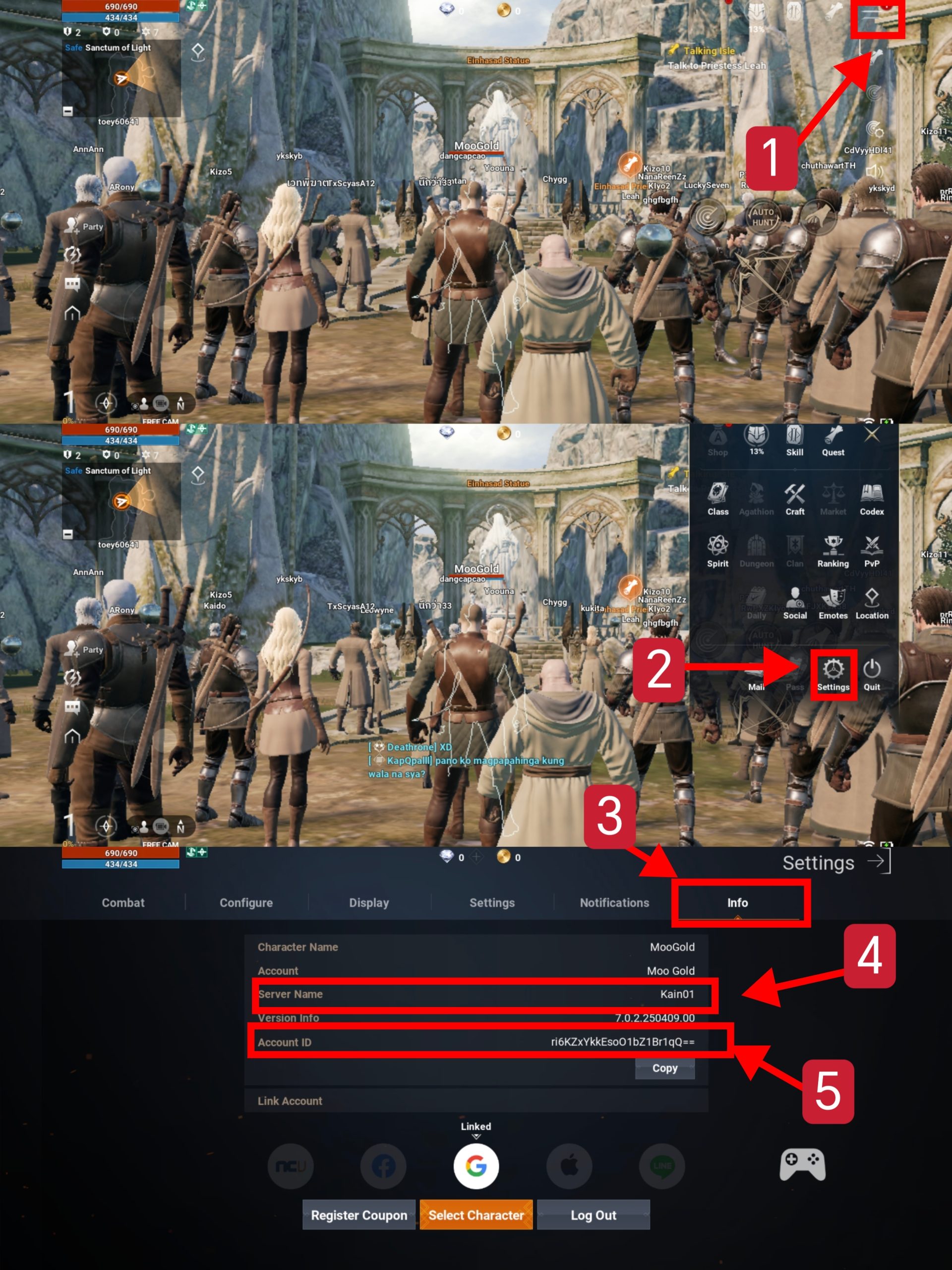 Cách kiểm tra ID Lineage2M